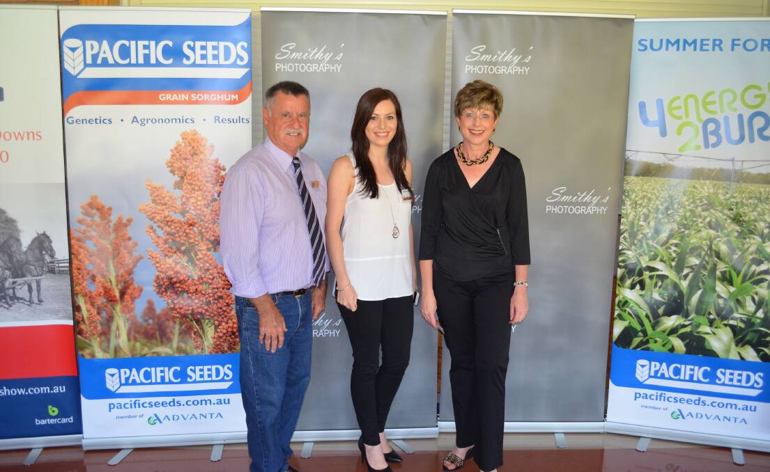 Bill Smith celebrates 30 years with Pacific Seeds with colleagues Shannon Mayo and Pauline Twidale.
