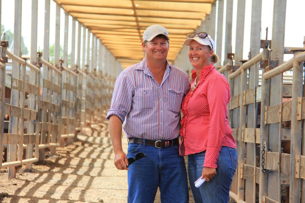 Dean and Sophie Carroll, Wombil Downs, Dirranbandi have been affected by Pimelea and now move their cattle to agistment to try to combat the effects. Picture: Lucy Kinbacher