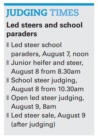 Judging times for the led steer and school parader competitions.