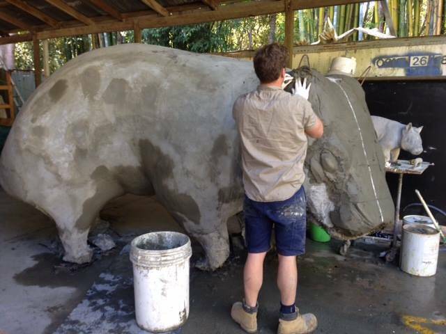 William the Wombat being constructed in Brisbane. Picture: Wombat Foundation