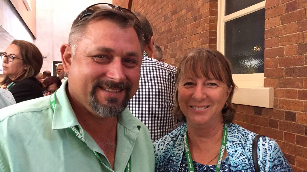 Freerange pork producers Sam and Linda Adermann, Kogan, at the Toowoomba forum.