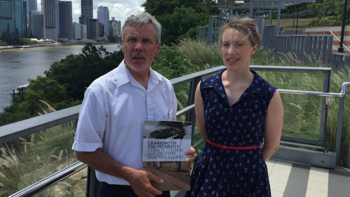 SEVERE WEATHER: Climate scientist Professor Will Steffen, ANU, and health expert Professor Hilary Bambrick, QUT, campaigning to end the coal industry.