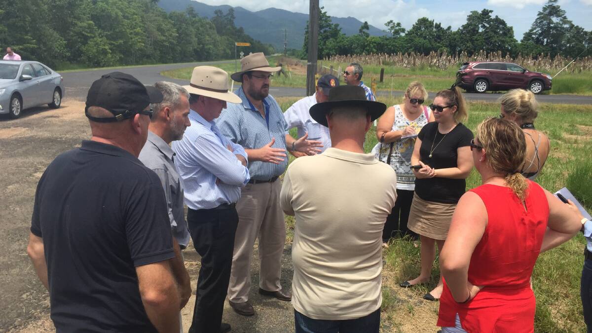 Deputy Prime Minister Barnaby Joyce and Hinchinbrook MP, Andrew Cripps, at the TR4 property, west of Tully.