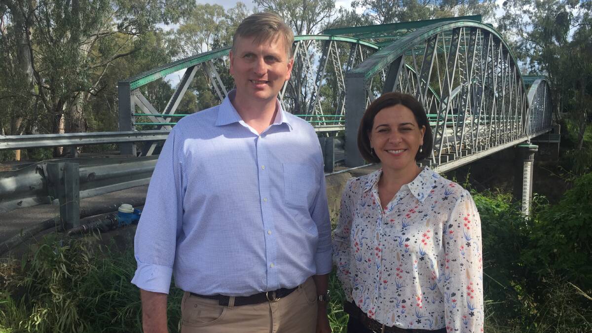 QUEENSLAND DECIDES: LNP deputy leader Deb Frecklington and LNP Candidate for Southern Downs James Lister in Goondiwindi announcing a Cross-Border Commissioner.