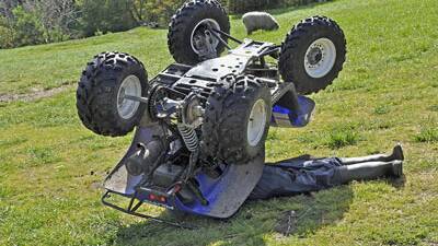 FARM SAFETY: A mock up of a quad bike accident. Photo - SafeWork.