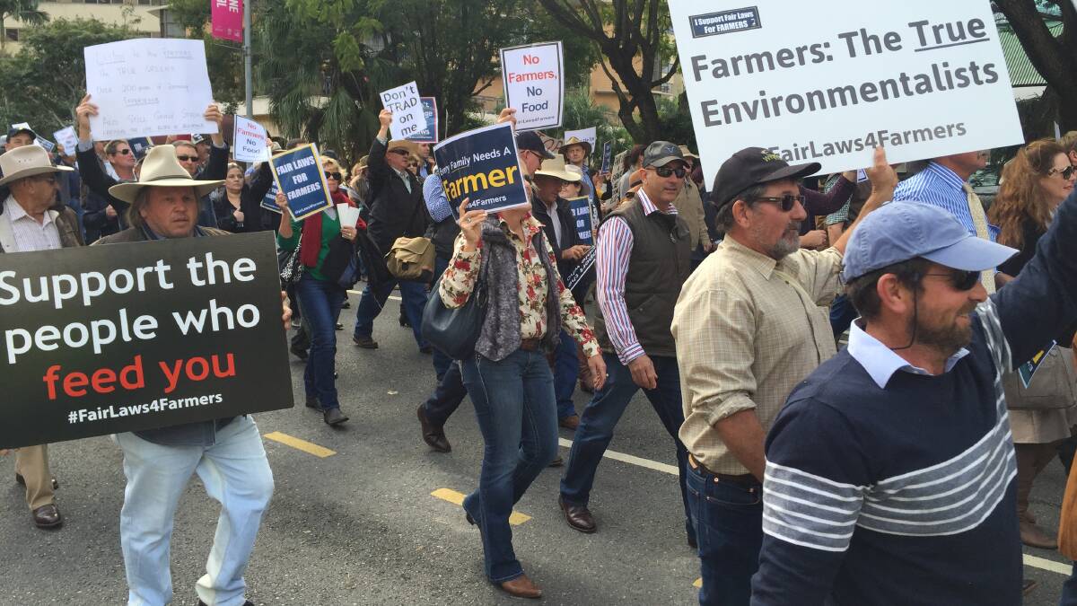 DON'T TREAD ON ME: More than 400 farmers turned out to protest the Palaszczuk government's draconian new vegetation management laws.