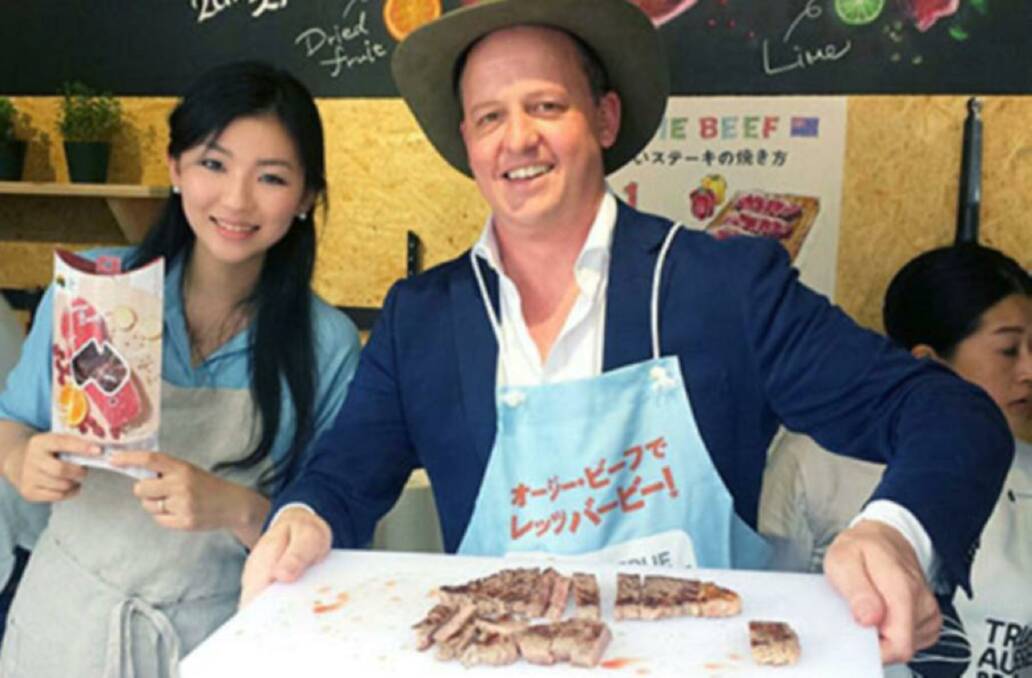 ARE YOU GENKI?: MLA's Andrew Cox and media celebrity Manami Hashimoto promoting genki Australian healthy and wholesome beef to Japanese consumers. 