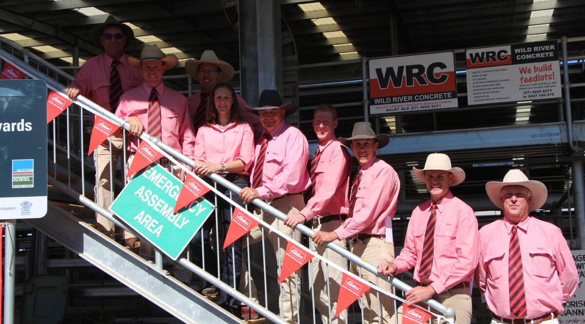 Elders staff at the inaugural Dalby feeder sale and challenge are Ross Ruddell, Glen Waldron, Paul Holmes, Gwen Muller, Peter Fleming, George Reid, Andrew Cavanagh, Brendan Kelly, and Ashley Loveday.