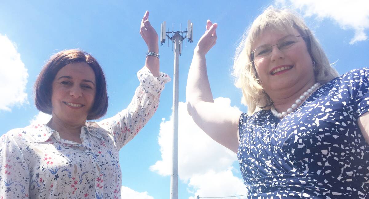 CONNECTED: LNP deputy leader Deb Frecklington the Member for Warrego, Ann Leahy, launching the LNP's $20 million fix for mobile black spots in regional Queenslanders.