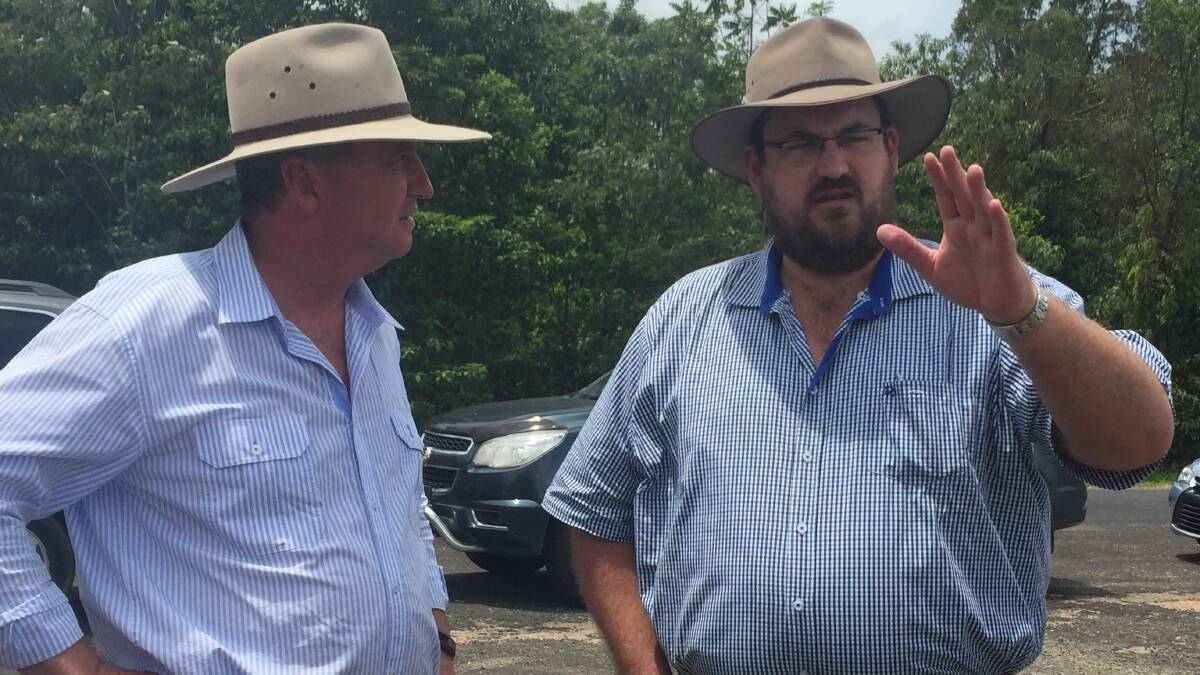 FAR NORTH QUEENSLAND: Deputy Prime Minister Barnaby Joyce and Member for Hinchinbrook, Andrew Cripps, talking bananas in Tully.
