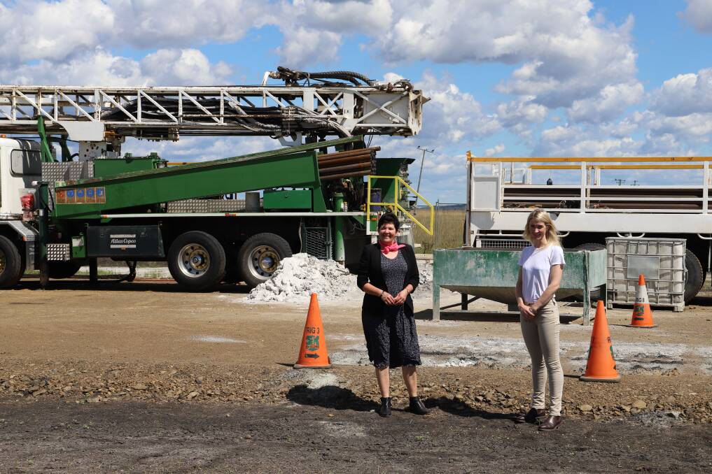 WATER WORKS: Toowoomba Regional Council Water and Waste Committee Portfolio leader Nancy Sommerfield (left) and Committee chair Rebecca Vonhoff inspecting the Clifton GAB bore testing site earlier this year. Photo: TRC.