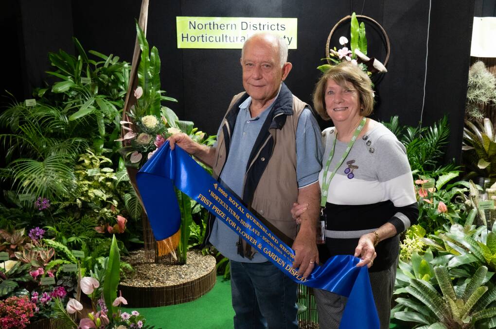 Northern Districts Horticultural Society president Noel Prior and wife Heather celebrate the society's win.