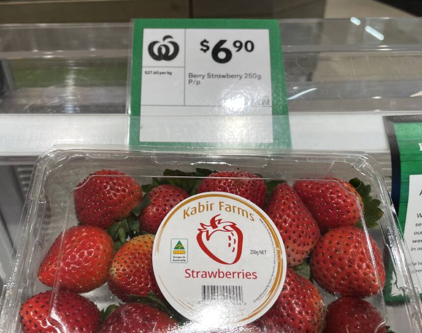 Strawberries for $6.90 a punnet on Thursday. Picture: Brandon Long