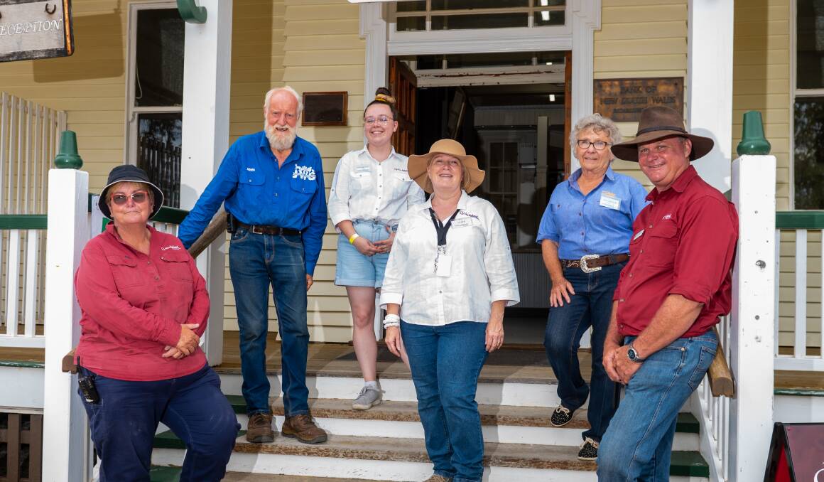 Jondaryan Woolshed staff and volunteers: Mary Low Wicks, John Eggleston, Sian Hogg, Madison Faulkner, Jeanette Kummerow, and Robert Campbell. Picture by Brandon Long