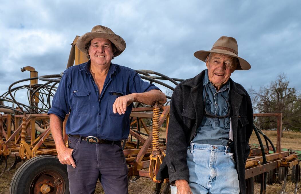 John and Charles Burcher are planting canola for the first time at Te Apiti, Lundavra. Picture by Brandon Long