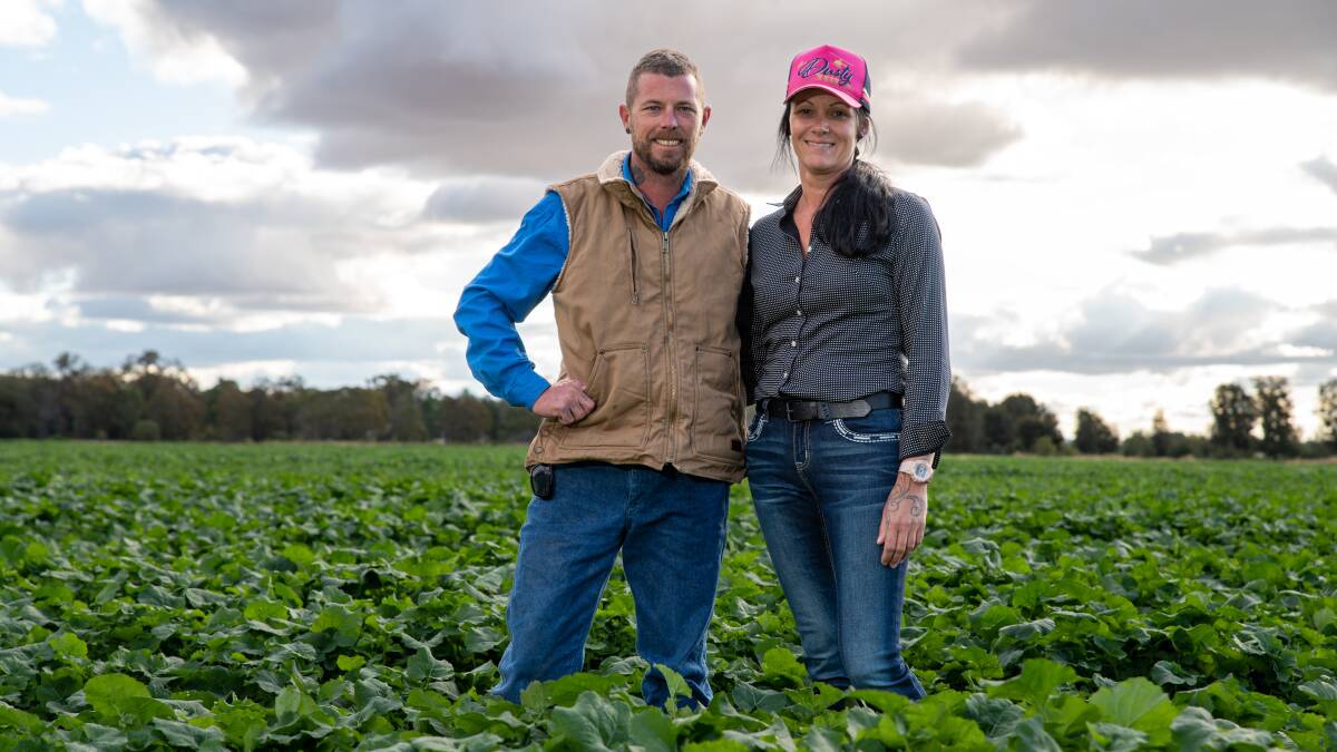 Krinke Farms manager Steve Shorter and wife Amanda. Picture: Brandon Long