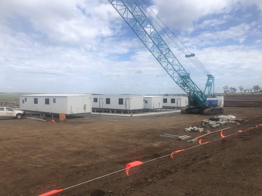 UNDERWAY: The first buildings are installed at the dedicated regional quarantine facility at Wellcamp near Toowoomba. Photos: Supplied.