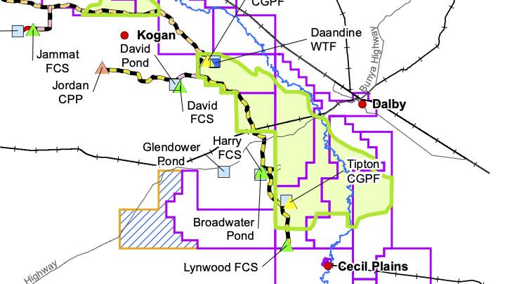MOVING EAST: An Arrow Energy map showing the company's plans. Image: Supplied