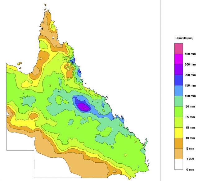 Queensland rainfall totals for the week ending July 4. Picture: BoM