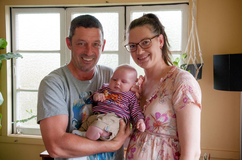 SWIFT SALE: Larissa Kerkow with fiancee Aidan and 10-week-old son Elliott. Ms Kerkow sold her Wandai house within 10 days of listing it. Photo: Supplied.