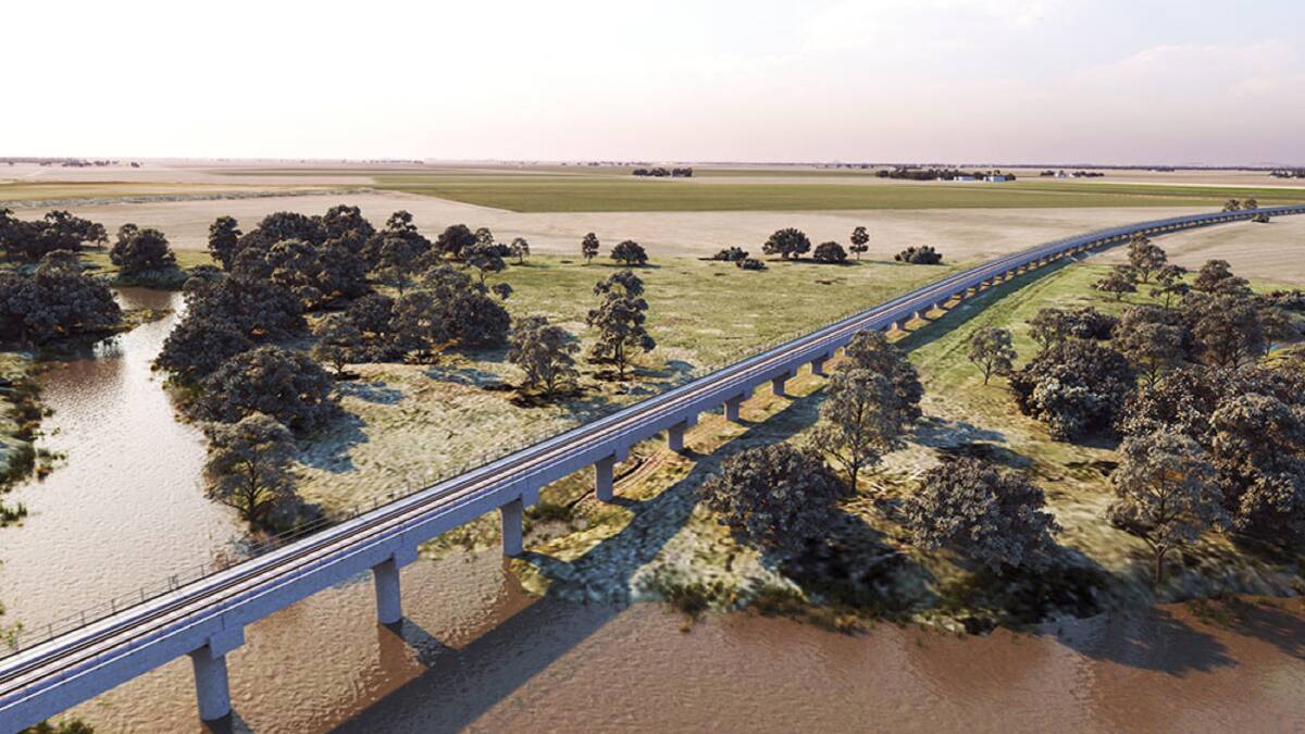 DRAFT STAGES: A visualisation of the proposed Condamine River floodplain crossing. Image: ARTC