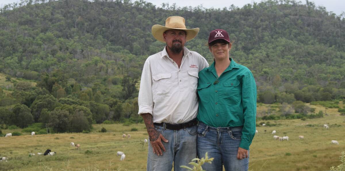 Derek and Emma Zeimer at their Bracewell property where they have removed giant rat's tail without poison. Photo: Supplied