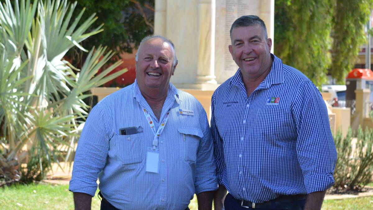 Blackall-Tambo Shire Council Mayor Andrew Martin and Murweh Shire Council Mayor Zoro Radnedge at the Western Queensland Alliance of Councils assembly in Charleville last week. Photo: Clare Adcock