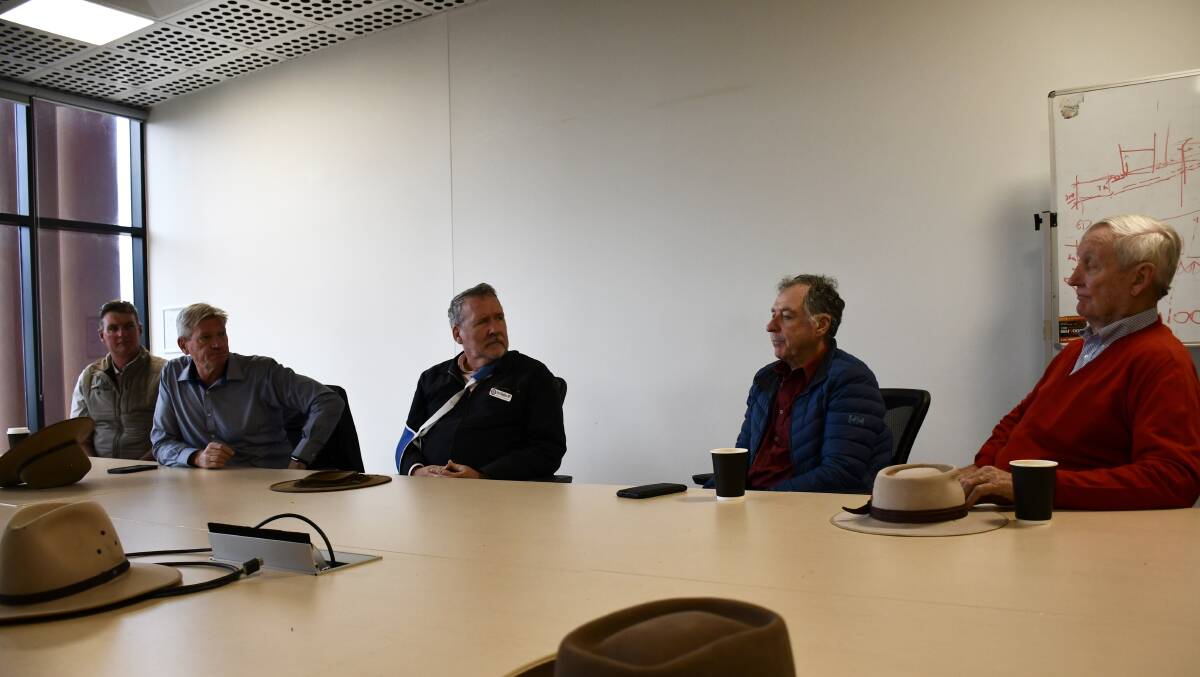 Balonne Councillor Scott Scriven, MP Jim McDonald, MP Jim Madden, SQ Landscapes CEO and Chair Paul McDonald and Bruce Scott discussed the implications of banning SAP on plans to eradicate feral pigs.