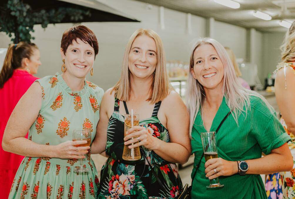 Jeanette Masters, Ingham, Alana Guerra, Ingham and Jessica Murray, Ingham, attended the event on Saturday evening. Photo: Zoe Thomas. 
