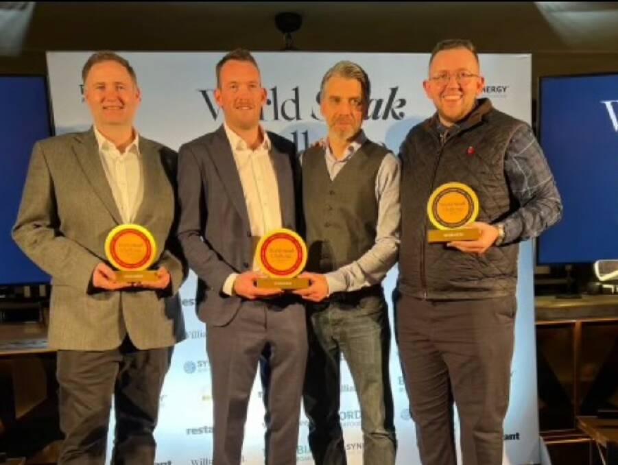 Jack's Creek UK team, Andrew Kent, Kaine Allan, and George Edwards, at the Smith & Wollensky awards ceremony. Also pictured is Frank Albers (second from right), Jack's Creek's agent in Dusseldorf, Germany. Picture supplied by Jack's Creek