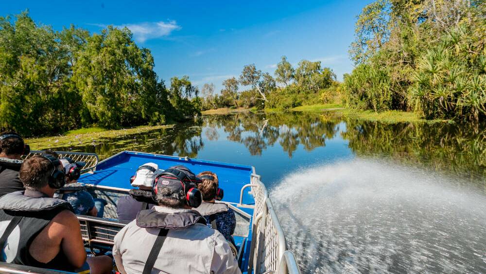 Two hospitalised after Outback Wrangler airboat crash in croc-infested water