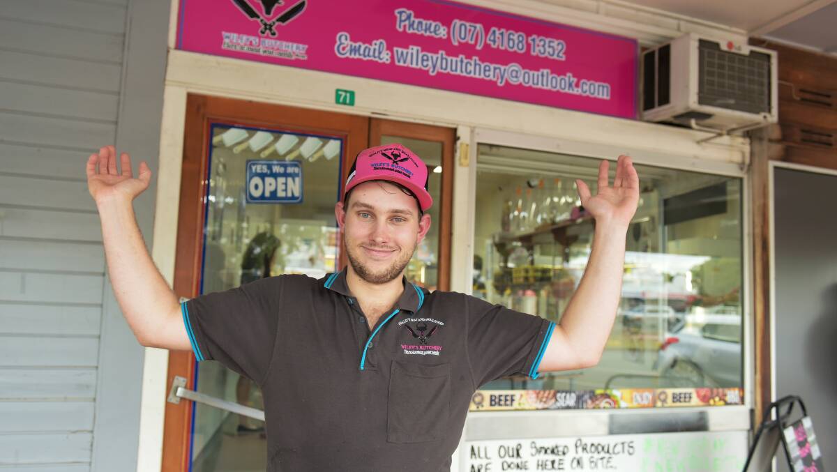 Lochlan Wiley took over a Murgon butcher shop in January this year at just 22-years-old. Picture: Lucy Kinbacher