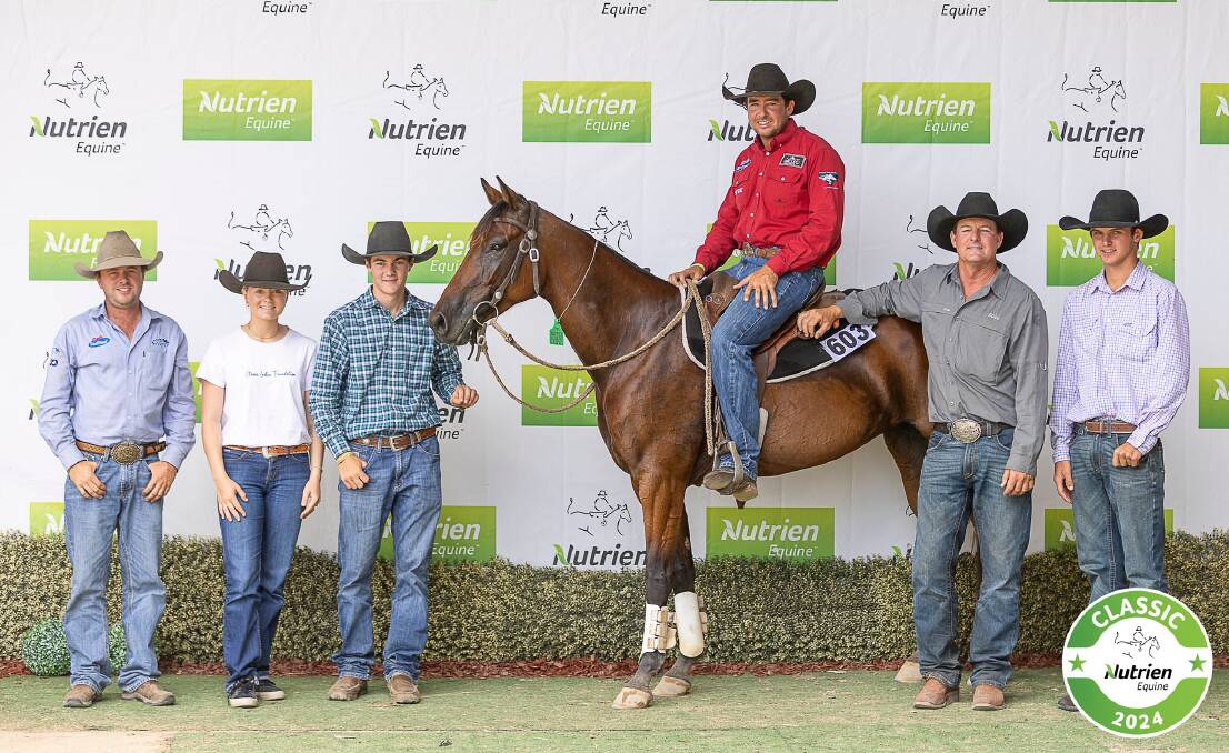 Westlake Coronation, by Hazelwood Conman and offered by Parker Investments CQ Pty Ltd, Westwood, Qld, sold to Shanahan Property Trust, Westmeadows, Vic, for $170,000. The mare was presented by Matt Moffat. Picture by Penwood Creations via Nutrien Equine Performance. 