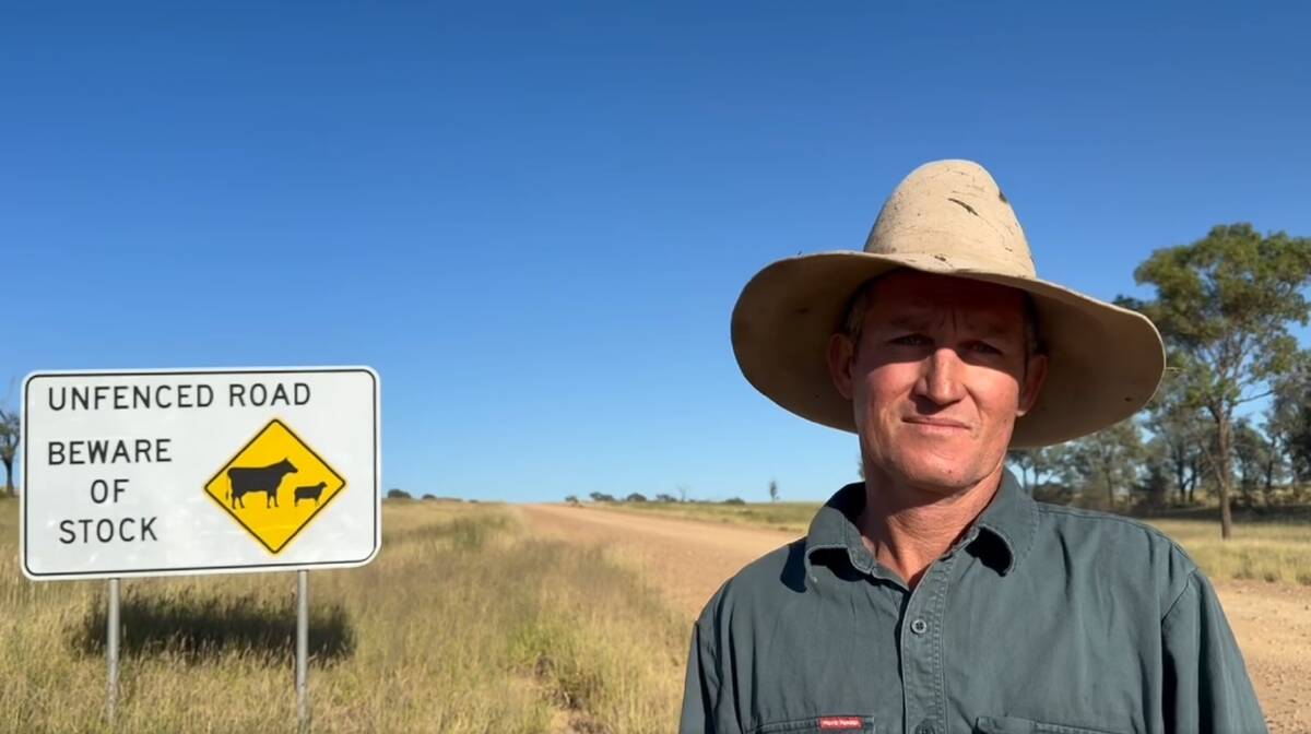 Third generation grazier Matthew Paine stands on the Sringsure-Tambo Road, which has been left out of the recent Beef Corridor funding announcement. Picture supplied by Colin Boyce MP 
