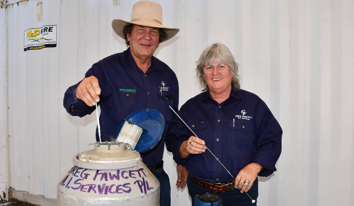 Greg and Shelley Fawcett with some of the equipment used while on-farm to carry out artificial insemination and training. Pictures by Ellouise Bailey 
