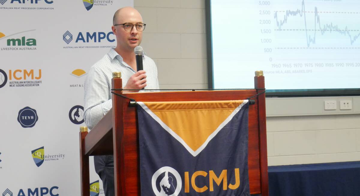 Australian Meat Industry Council industry affairs general manager Tim Ryan speaking at the Northern ICMJ conference in Rockhampton last week. Picture by Ellouise Bailey 