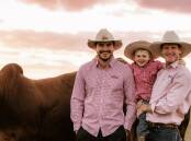 Rockley Brahmans stud manager Esteban Cardona Gonzales with owners Arnie Kirk and Ashley Kirk. Picture by Amy Holocombe