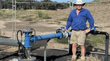 Ken Cameron of Cameron Pastoral Company at a new bore supplying his piggeries. Picture: supplied