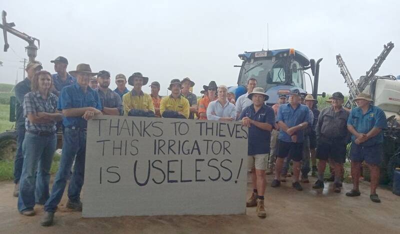 Childers farmers turned out in force in protest at the recent high number of farm machinery thefts and vandalism. Picture: supplied