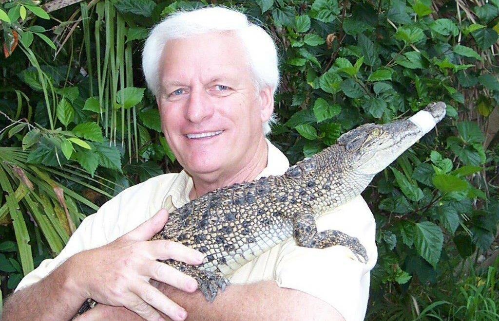 John Lever of Koorana Crocodile Farm with a small crocodile. Picture: supplied