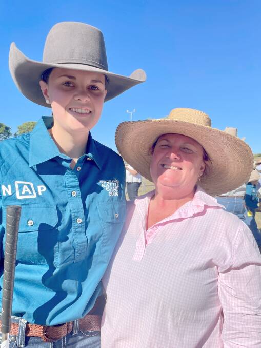 Lucy Grogan with her mum, Amanda Grogan, Somelu, Capella, at the Springsure Cattle Camp. Picture: Judith Maizey