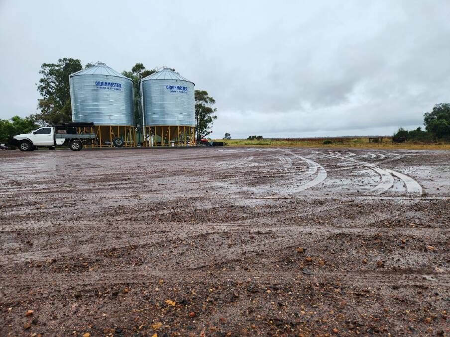 At his grain farm Broadlea at Warra west of Dalby, Brendan Taylor said he hoped the rain would stop to allow a smooth sorghum harvest. Picture: Supplied