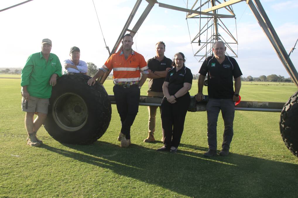 Turf Queensland members L-R Ashley Grogan, Lynn Davidson, Hugo Struss, Lawrence Elliot, Erin Quinlan and John Keleher, have called on DAF to support their proposed Turf Biosecurity Accreditation Program. Picture: Alison Paterson