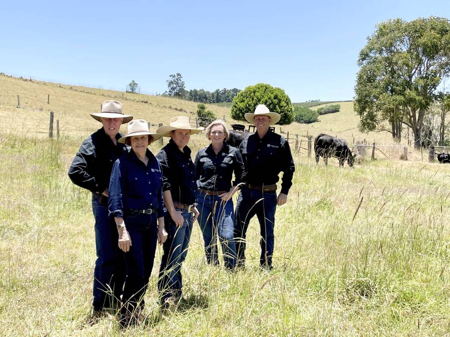 Trevor and Maureen Pearce (left) swapped the arid Adelaide Hills for the tropical paddocks of the Atherton Tablelands and breed Brangas and ultra black Angus with daughter Fiona, daughter-in-law Brittany and son Stephen. Picture: Alison Paterson