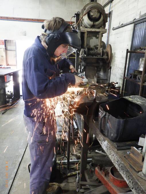 At Biggenden Engineering Works, 1st year Boilermaker apprentice Dylan Cross works on a job for a local customer. Picture: Supplied