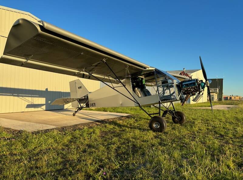 Built with love, Cameron 'Sparrow' Obst constructed a Kangawallafox aircraft in which he plans to raise $500,000 for the Royal Flying Doctor Service in 2024. Picture: Supplied