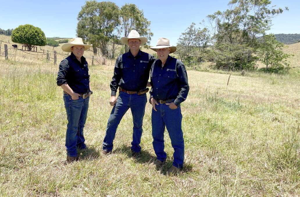 Fiona with brother Stephen and dad Trevor in the paddocks of their Upper Barron property on the Atherton Tablelands where the family breed quality Brangus and Angus cattle. Picture: Alison Paterson 
