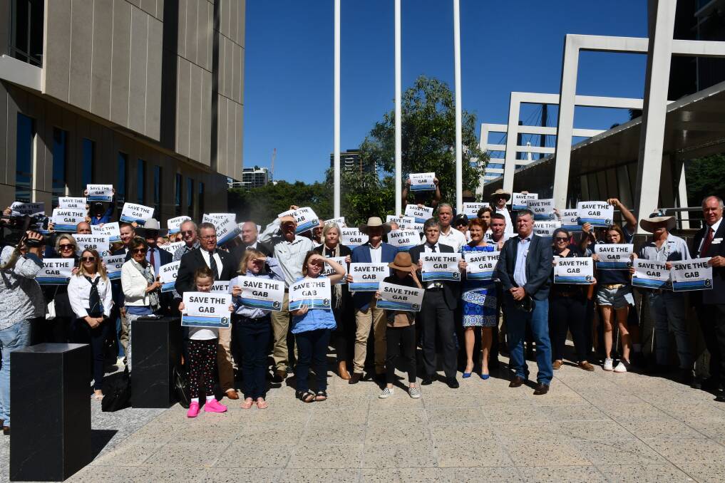 Some of the AgForce supporters who attended the federal court hearing in Brisbane on April 11. Picture: Alison Paterson