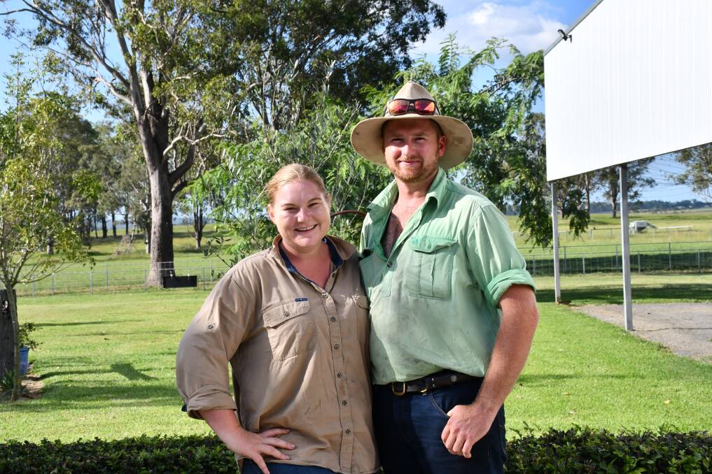 Dallas Davidson and Jarrod Thomson setting up for the open-farm 'Towri Growers Market'. Picture: Kelly Mason