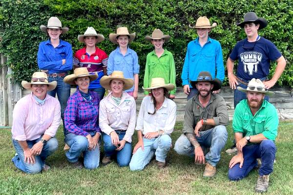 The students at the Believe In Beef, skills day, Meeleebee Downs with the Confidence Campaign Committee facilitators, Ash Duncan, Mel Dayman, Lucy Moore, Lucy Morrissey, Robert Freeman and Lachlan Jensen. Picture: Supplied by the Confidence Campaign Committee